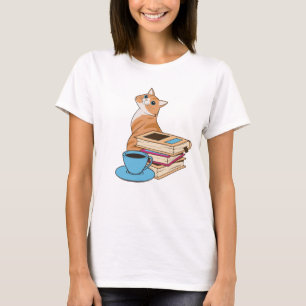 T-shirt Chats, Livres et Café Cute