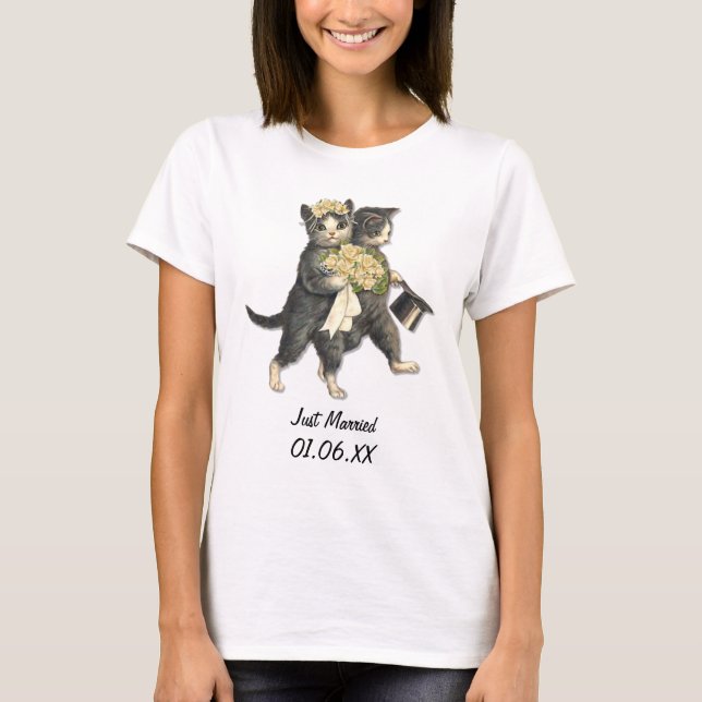 T-shirt Chats mariages - Juste Marié Personnaliser (Devant)