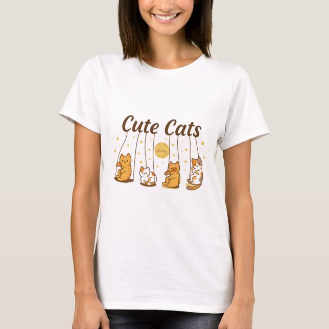 T-shirt chats mignons sur chemise balançoire (Devant)