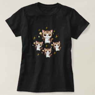 T-shirt Chats mignons tenant des étoiles magiques en bague