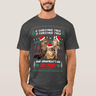 T-shirt Chats Noël Amoureux des ornements Maine Coon