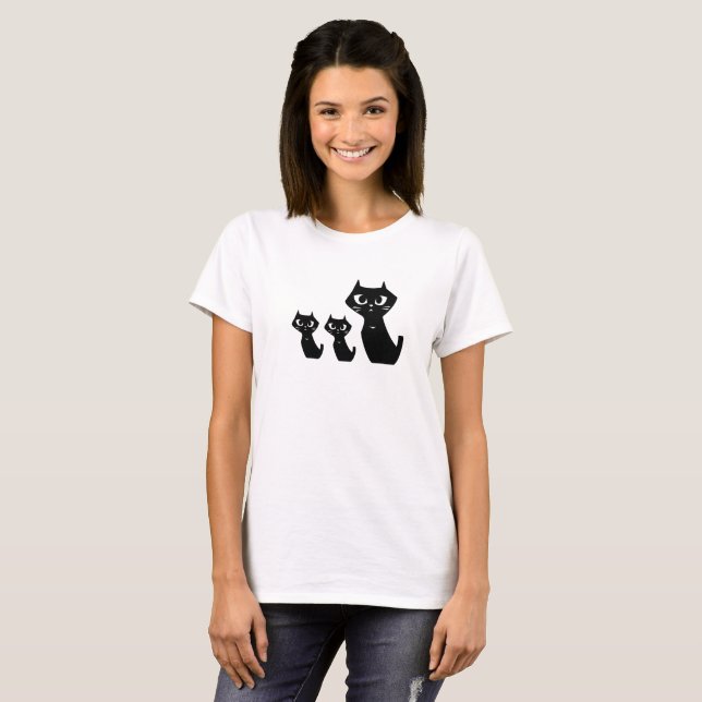 T-shirt Chats noirs chanceux (Devant entier)