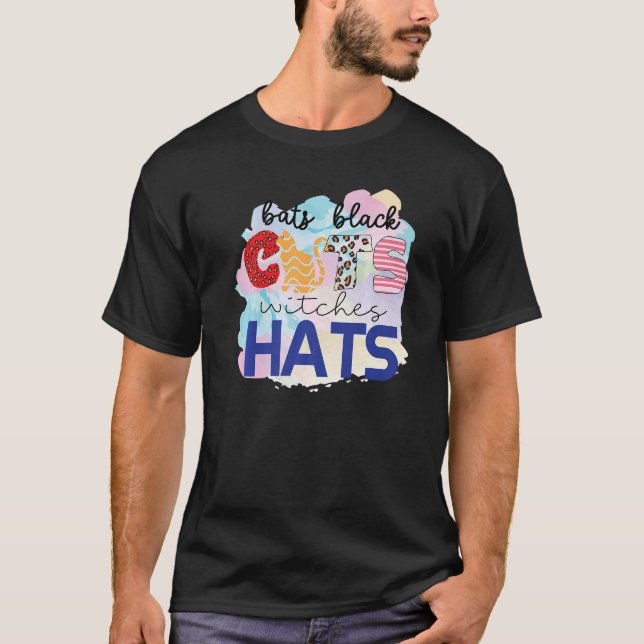 T-shirt Chats Noirs Chats Halloween Chats Sorcières Casque (Devant)