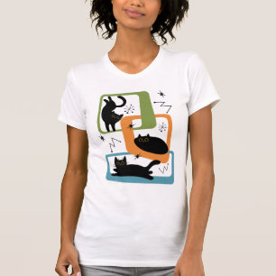 T-shirt Chats noirs du milieu du siècle