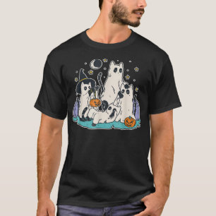 T-shirt Chats noirs en costume fantôme Mignonnes Femmes et