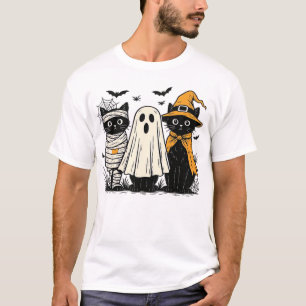 T-shirt Chats noirs en costumes d'Halloween � Fantôme, Sor