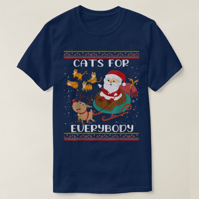 T-shirt Chats Père Noël de Noël Pour Tout Le Monde Garçons (Design devant)