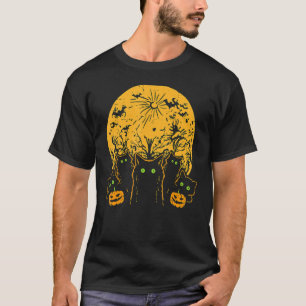 T-shirt Chats Pleine lune Halloween Animal Animaux Animaux