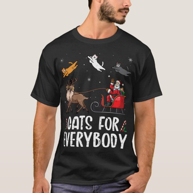 T-shirt Chats pour tout le monde Noël Chat Funny Noël Père (Devant)