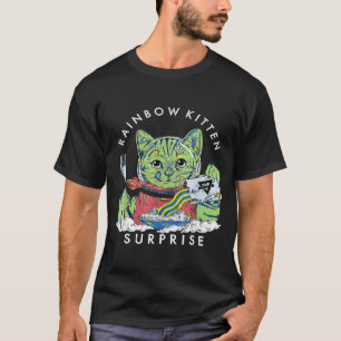 T-shirt Chats Rainbow Kitten Surprise mignonne Manger Retr