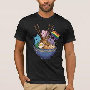 T-shirt Chats Ramen Drapeau Arc-en-ciel Anime Mois de la f