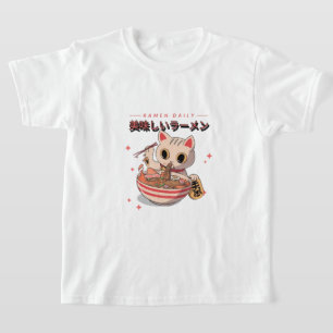 T-shirt Chats Ramen et Lucky