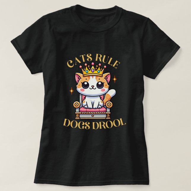 T-shirt Chats Règle Chiens Drool - Drôle Amoureux des chat (Design devant)