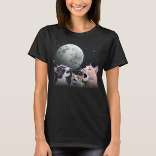 T-shirt Chats Se Battre À La Lune Chat Space Kitten Plaisa