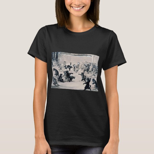 T-shirt Chats Snowball Combat, Louis Wain (Devant)