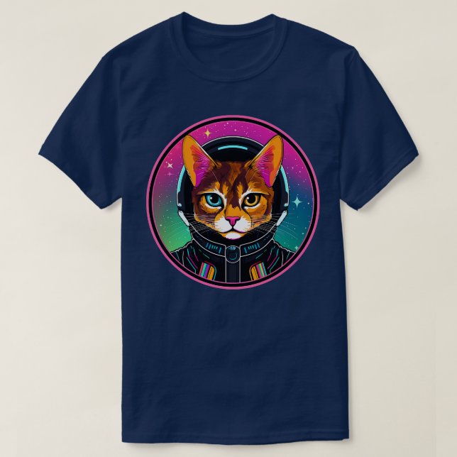 T-shirt Chats spatiaux Astronaut cosmique Abyssinian Chat  (Design devant)