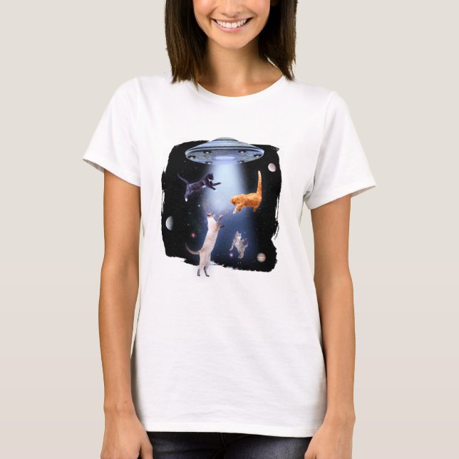 T-shirt Chats spatiaux UFO (Devant)