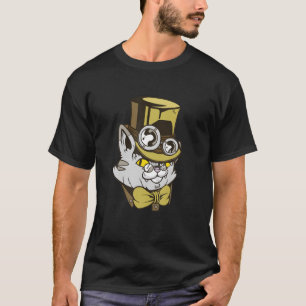 T-shirt Chats Steampunk Avec Casquettes, Verres Cadeau Vin