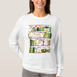 T-shirt Chats Sur La Librairie, Chat Et Livre Cadeau Lover