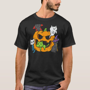 T-shirt Chats Vampire Fantôme Zombi Sorcière Dans Citrouil