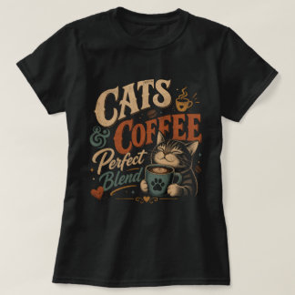 T-shirt Chats Vintage & Café le Mélange Parfait