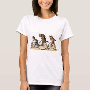 T-shirt Chats vintages et chien sur un vélo