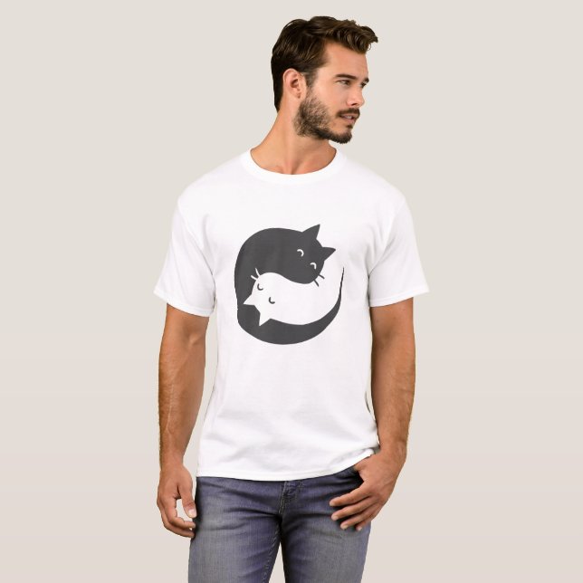 T-shirt Chats yin et yang mandala - Choisissez le colo arr (Devant entier)