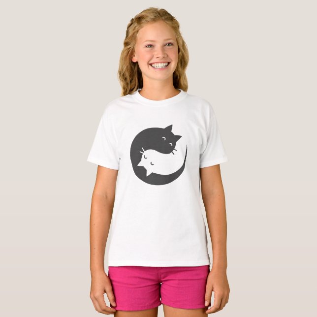 T-shirt Chats yin et yang mandala - Choisissez le colo arr (Devant entier)