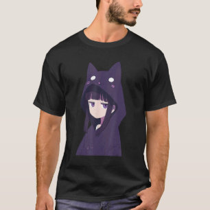T-shirt Chatte drôle Kuudere Introvertie Fille Chat Mème