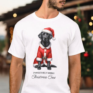 T-shirt Chatte Père Noël Chien Black Labrador Retriever No