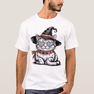 T-shirt Chatte sorcière cool Chat de Halloween mignon ave