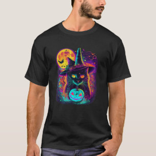 T-shirt Chatte sorcière mignonne d'Halloween Citrouille de