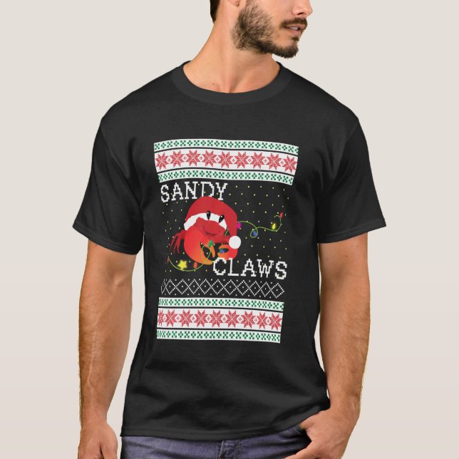 T-shirt Chaud de Noël moche Sandy Claws Crab amateurs de p (Devant)