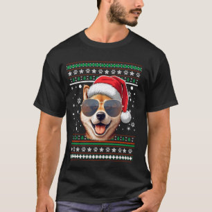 T-shirt Chaud moche Noël Père Noël Shiba Inu Chien Noël