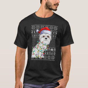 T-shirt Chaud moche style Xmas éclaire Père Noël Maltese C