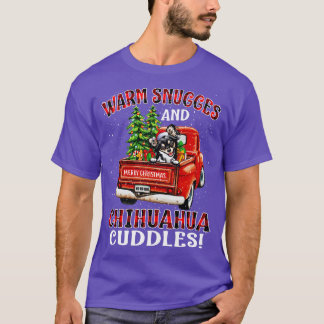 T-shirt Chaud Snuggles Et Chihuahua Bouddles Vilant Noël