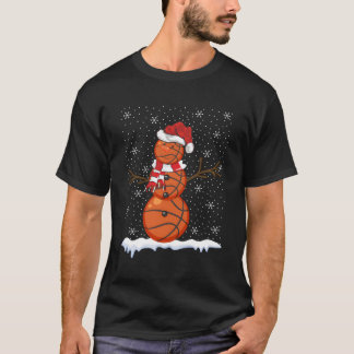 T-shirt Chaud Style Chaud Snowman Basketball Ball Pour Chr