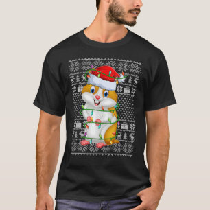 T-shirt Chauffant style de Noël Lumières Père Noël Hamster