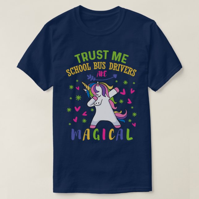 T-shirt Chauffeur de bus scolaire Cute Unicorn Cadeau (Design devant)