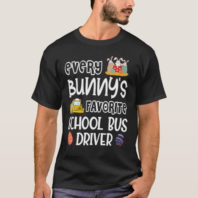 T-shirt Chauffeur de bus scolaire préféré de chaque lapin  (Devant)