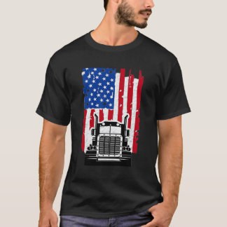 T-shirt Chauffeur de camion American Flag Trucker Prière c