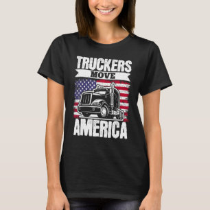 T-shirt Chauffeur de Camion Drapeau USA Je Soutiens la Lib