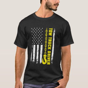 T-shirt Chauffeur de camion US Drapeau Véhicule Vintage de