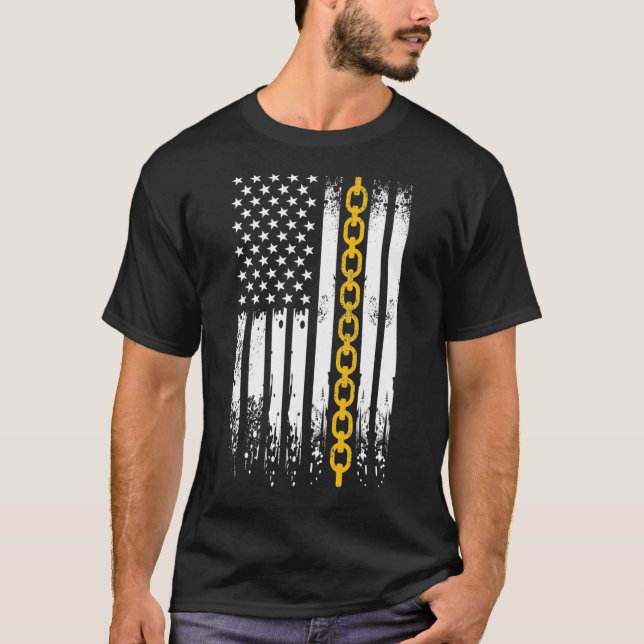 T-shirt Chauffeur de camion US Épave-drapeau mince Jaune (Devant)