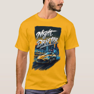T-shirt Chauffeur de nuit Voiture de sport jaune en Neo gr