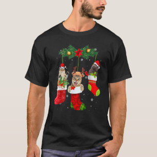 T-shirt Chaussette de Noël de chat Père Noël Bonbon Xmas P