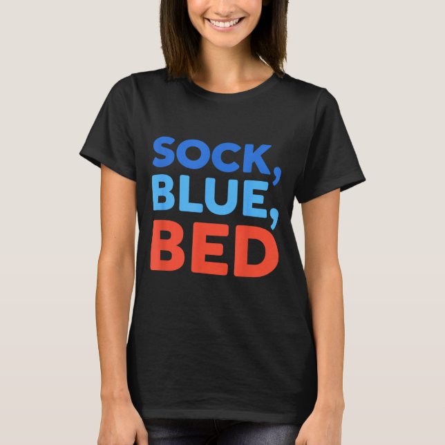 T-shirt Chaussette Lit Bleu Mème Drôle  (Devant)