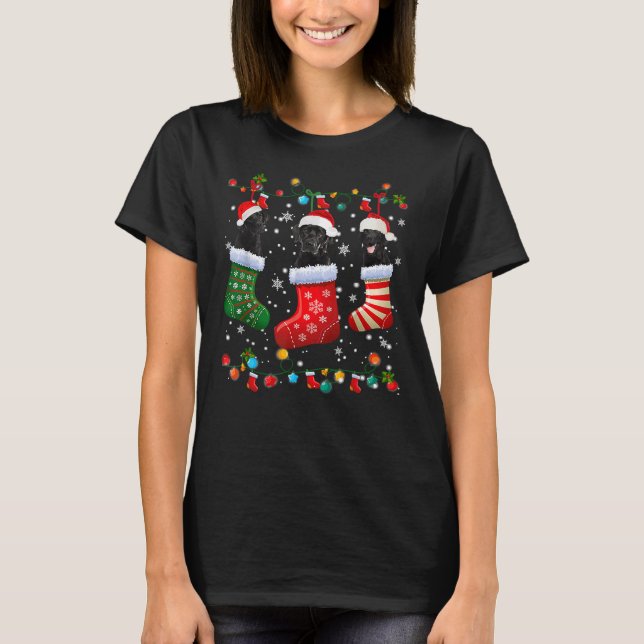 T-shirt Chaussettes de Noël Black Lab Labrador (Devant)