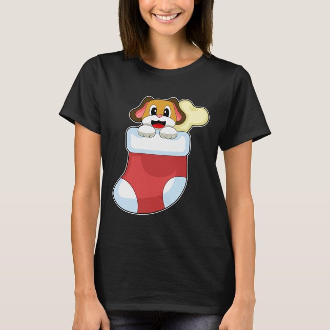 T-shirt Chaussettes de Noël de chien (Devant)