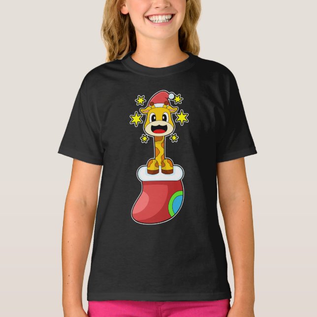 T-shirt Chaussettes de Noël de la Giraffe (Devant)